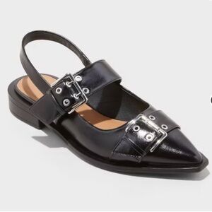 Women's Peyton Double Buckle Slingback Flats with Memory Foam Insole.
